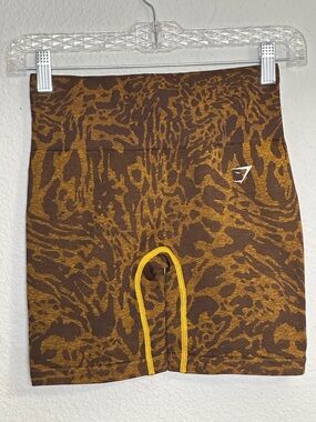 Gymshark Brown and Gold Animal Print Seamless Athletic Shorts